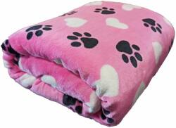  Szivecskés kutya mancs mintás rózsaszín wellsoft ágytakaró