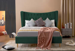 Pat Lora 160x200 cm Tapitat Catifea Albastru Somiera Inclusa (cod ML 2302-19) (C2130-7334)