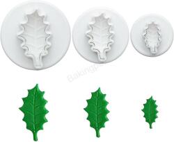 3 darabos rugós fondant kiszúró forma-nagy magyal levél