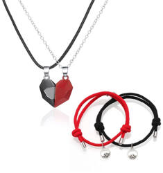 Bling Jewelry Mega Páros szett - Nyaklánc és karkötő (Piros-fekete) (MpSz-004)