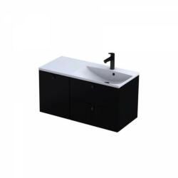 Oristo Set mobilier suspendat Oristo Siena negru mat cu lavoar asimetric Amelia 100cm (ORS-45-SN1S-40-8/ORS45-SD2S-60-8/UME-AM-100-92-L(R)) (ORS-45-SN1S-40-8/ORS45-SD2S-60-8/UME-AM-100-92-L(R))