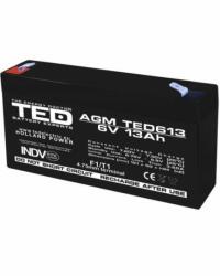 TED Electric Acumulator AGM VRLA 6V 13A dimensiuni 151mm x 50mm x h 95mm F1, TED003010 (TED003010)
