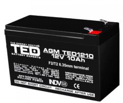 TED Electric Acumulator AGM VRLA 12V 10AH dimensiuni 151mm x 65mm x h 95mm F2 TED Battery Expert Holland TED002730 (BA086251)