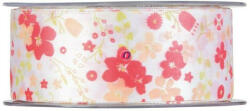 D&D Szalag virágos textil 38mmx20m fehér, rózsaszín (PV2558G03)
