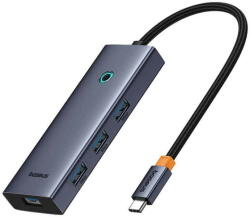 Baseus Hub Baseus UltraJoy 5-in-1, USB-C la HDMI4K@30Hz, 3xUSB 3.0, 1xPD, 100W, Gri (B00052801811-01) - 24mag