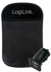 LogiLink Încărcător auto USB cu 2 porturi și covor antiderapant, negru (PA0118)