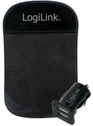 LogiLink USB 2-port autós töltőkészlet, csúszásgátló szőnyeggel, (PA0118)