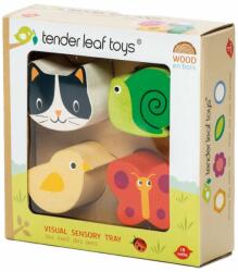 Tender Leaf Tabla senzoriala din lemn premium, Tender Leaf Toys, Efecte tactile, 5 piese