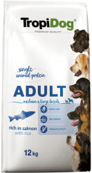 TropiDog 12kg Tropidog Premium Adult Medium & Large lazac száraz kutyatáp