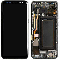 Samsung G950F Galaxy S8 előlap keret, lcd kijelző és érintőpanel, fekete (Small size, OLED)