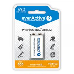 everActive Acumulator 550mAh 9V Ni-MH cu Incarcare USB 6LR61 6LF22 Professional Line (A0114624)