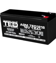 TED Electric Acumulator 12V 1.6Ah F1, AGM VRLA, TED Electric TED003072 (A0058597)