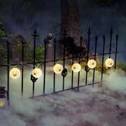 Family Collection Halloween-i lampion fényfüzér - pókos, fehér - 7, 5 x 165 cm - 2 x AA elemes (58172)