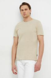 Sisley pamut póló bézs, férfi, sima - bézs S - answear - 6 890 Ft