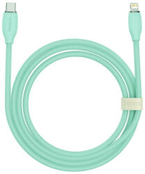  USB Type-C töltő- és adatkábel, Lightning, 200 cm, 20W, gyorstöltés, PD, Baseus Jelly Liquid Silica Gel, CAGD020106, világoszöld