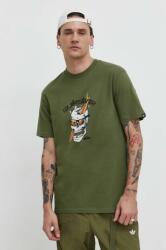 Quiksilver pamut póló zöld, férfi, nyomott mintás - zöld S - answear - 10 990 Ft
