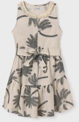 Mayoral gyerek ruha vászonkeverékből bézs, mini, harang alakú - bézs 140 - answear - 12 990 Ft