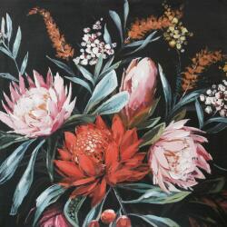 Eurofirany Virágos növényt ábrázoló kézzel festett falikép 389 Fekete 80x80 cm