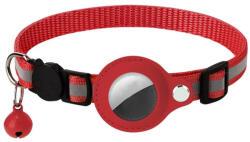 Macska nyakörv védőtokkal, Aple Air Tags nyomkövetőhöz tervezve, piros, 22-32 cm (5995206010951)
