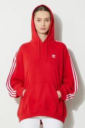 Adidas felső 3-Stripes Hoodie OS piros, női, nyomott mintás, kapucnis, IN8397 - piros XS