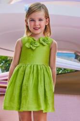 Mayoral gyerek ruha vászonkeverékből zöld, mini, harang alakú - zöld 92 - answear - 22 990 Ft