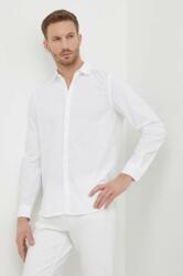 Sisley pamut ing férfi, galléros, fehér, slim - fehér 40 - answear - 16 990 Ft