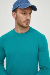 Benetton gyapjúkeverék pulóver könnyű, férfi, zöld - zöld L