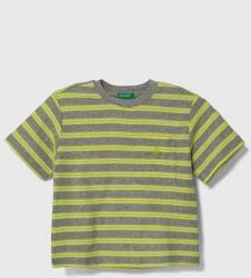Benetton gyerek pamut póló szürke, mintás - szürke 116