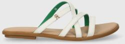 Tommy Hilfiger bőr papucs TH STRAP FLAT SANDAL bézs, női, FW0FW08067 - bézs Női 38