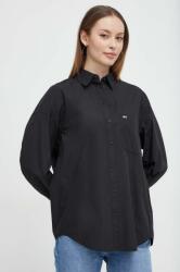 Tommy Hilfiger pamut ing női, galléros, fekete, relaxed - fekete L