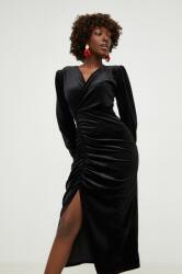 ANSWEAR bársony ruha fekete, maxi, testhezálló - fekete S - answear - 12 585 Ft