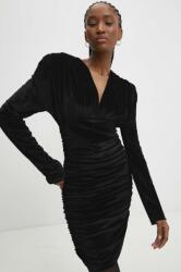 ANSWEAR bársony ruha fekete, mini, testhezálló - fekete XS - answear - 13 185 Ft