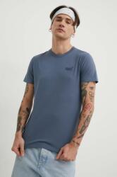 Superdry pamut póló férfi, sima - kék M - answear - 10 990 Ft