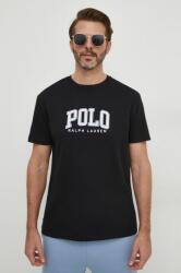 Ralph Lauren pamut póló fekete, férfi, nyomott mintás - fekete L - answear - 25 990 Ft