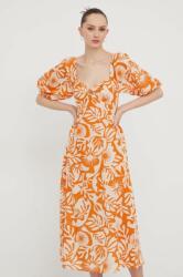 Billabong pamut ruha narancssárga, midi, harang alakú - narancssárga XS