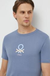 United Colors of Benetton pamut póló férfi, nyomott mintás - kék S - answear - 8 790 Ft