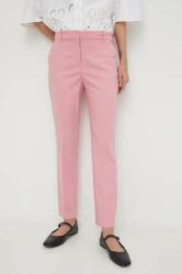 Liviana Conti nadrág vászonkeverékből rózsaszín, magas derekú cigaretta fazonú - rózsaszín 34