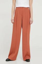 Calvin Klein nadrág gyapjú keverékből barna, magas derekú széles - barna 34 - answear - 87 990 Ft