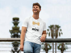 Personal Tricou bărbați pereche - Mire Mărimea - Adult: L, Culori: Alb