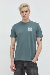 Hugo pamut póló zöld, férfi, nyomott mintás - zöld S - answear - 15 990 Ft
