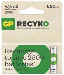 GP Batteries ReCyko B25162 650 mAh NiMH AAA/HR03 mikro ceruza akkumulátor (2db/bliszter) (B25162)