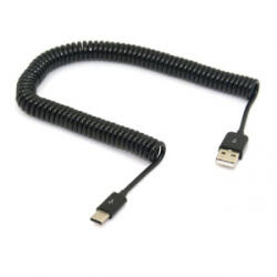 Gigapack USB-A - USB-C spirálkábel 2m-3m fekete (GP-60571)
