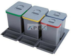 EKOTECH - Beépíthető hulladékgyűjtő PRACTIKO 800 - 2x15 liter 2x7 liter + 3 tartó - webmuszaki