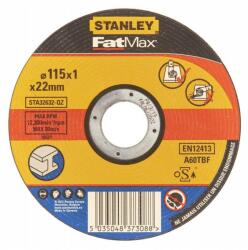 STANLEY Disc abraziv drept FatMax pentru taiere metale, diametru 115x22.2x1mm, Stanley (STA32632-QZ) - bricolaj-mag