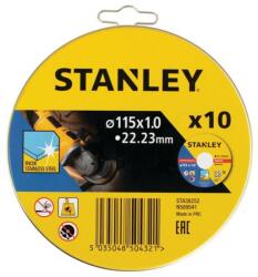 STANLEY Discuri abrazive pentru taiere inox 115x22.2x1mm, in cutie metalica, 10 bucati, Stanley (STA38252-XJ) - bricolaj-mag Disc de taiere