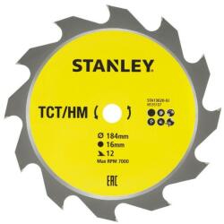 STANLEY Disc fierastrau circular TCT/HM pentru lemn 184x16mm, 12 dinti, Stanley (STA13020-XJ) - bricolaj-mag
