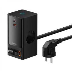 1More Incarcator retea tip prelungitor Baseus Power Combo, USB USB-C, 2 prize, 65W, Lungime cablu 1.5m, Negru