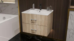Meblohand NOEL fürdőszoba szekrény + mosdóval 80 cm sonoma színben - smartbutor