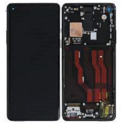 OnePlus 8 Előlap Keret+LCD Kijelző+Érintőpanel, Fekete, Onyx Black (2011100172) Service Pack
