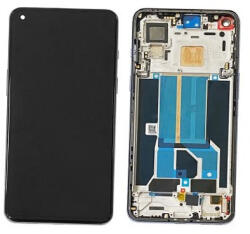 OnePlus Nord 2 5G Előlap Keret+LCD Kijelző+Érintőpanel, Fekete, Gray Sierra (2011100360, DN2101, DN2103) Service Pack